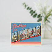 Vintage "Grüße von Michigan" Postkarte (Stehend Vorderseite)
