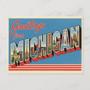 Vintage "Grüße von Michigan" Postkarte
