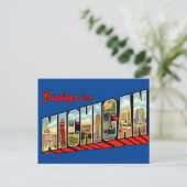 Vintage Grüße von Michigan Travel Postcard Postkarte (Stehend Vorderseite)