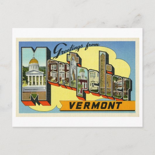 Vintage Grüße von Montpelier, Vermont Postkarte (Vorderseite)