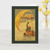 Vintage Grüße von Moon & Aircraft Karte (Gelbe Blume)
