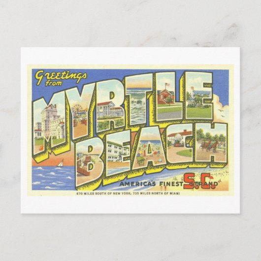 Vintage Grüße von Myrtle Beach, SC, Postkarte (Vorderseite)