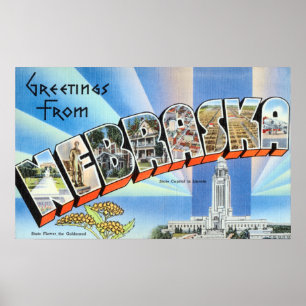 Vintage Grüße von Nebraska Poster
