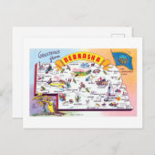 Vintage Grüße von Nebraska Reiseplakat Postkarte (Vorne/Hinten)