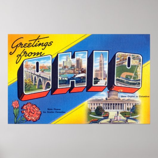 Vintage Grüße von Ohio Travel Poster (Vorne)