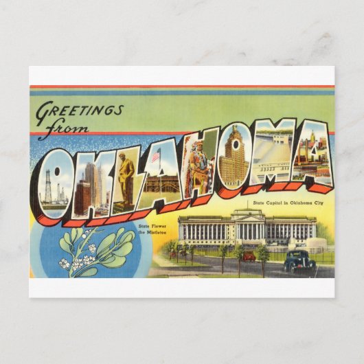 Vintage Grüße von Oklahoma Travel Postkarte (Vorderseite)