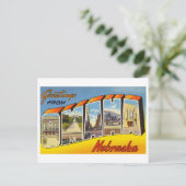 Vintage Grüße von Omaha, Nebraska Postkarte (Stehend Vorderseite)