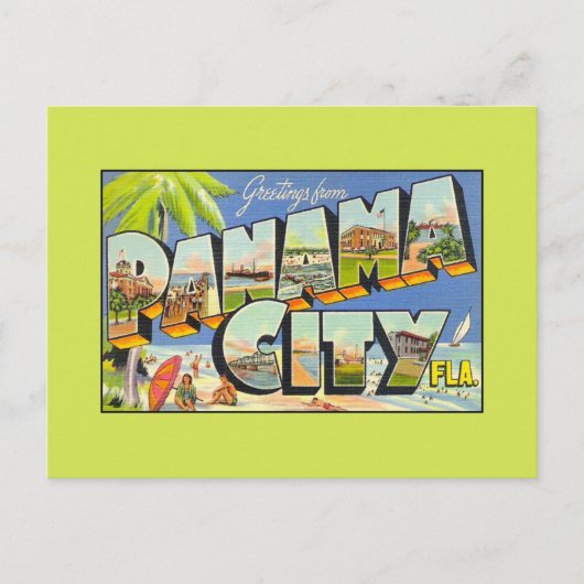 Vintage Grüße von Panama City FLA Postkarte (Vorderseite)