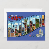 Vintage Grüße von Pennsylvania Travel Postkarte (Vorne/Hinten)