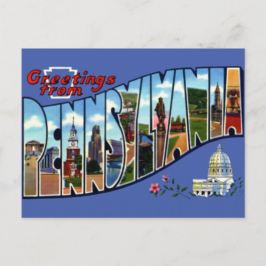 Vintage Grüße von Pennsylvania Travel Postkarte (Vorderseite)