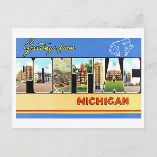 Vintage Grüße von Pontiac, Michigan, Postkarte