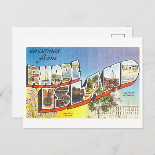 Vintage Grüße von Rhode Island Postkarte (Vorne/Hinten)