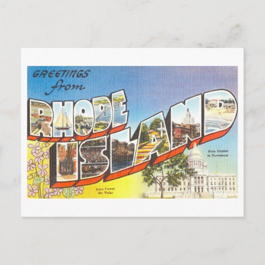 Vintage Grüße von Rhode Island Postkarte (Vorderseite)