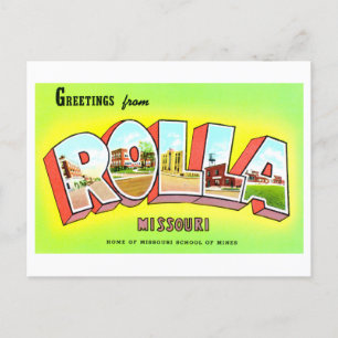 Vintage Grüße von Rolla, Missouri, Postkarte