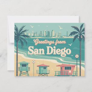 Vintage Grüße von San Diego Classic Retro Postkarte