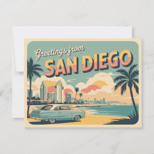 Vintage Grüße von San Diego Classic Retro Postkarte