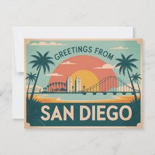 Vintage Grüße von San Diego Classic Retro Postkarte