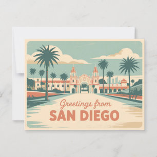 Vintage Grüße von San Diego Classic Retro Postkarte