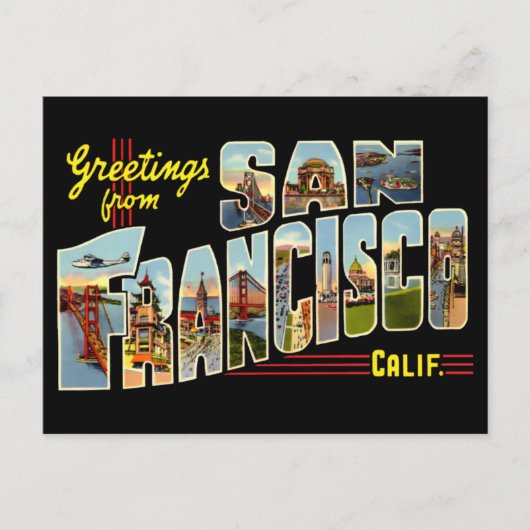 Vintage Grüße von San Francisco Reisen Postkarte (Vorderseite)