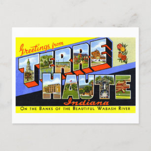 Vintage Grüße von Terre Haute, Indiana, Postkarte