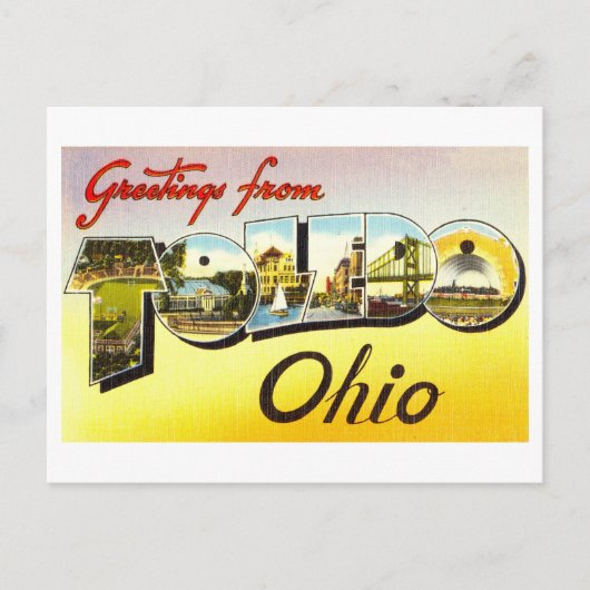Vintage Grüße von Toledo, Ohio Postkarte (Vorderseite)