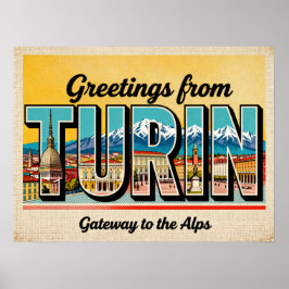 Vintage Grüße von Turin Poster