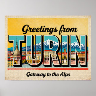 Vintage Grüße von Turin Poster