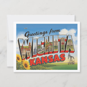 Vintage "Grüße von Wichita, Kansas" Postkarte