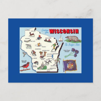 Vintage Grüße von Wisconsin Postcard Postkarte