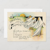 Vintage Grüße zu Halloween - Einladung Postkarte (Vorne/Hinten)