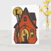 Vintage Grußkarte des Spuk Hauses Karte (Gelbe Blume)