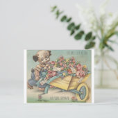 Vintage-Grußkarte für Genesung mit Hund und Schubk Postkarte (Stehend Vorderseite)