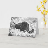 Vintage Grusskarte für Wildschweine Karte (Gelbe Blume)