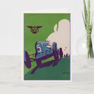 Vintage-Grußkarte mit altem Rennwagen Karte