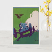 Vintage Grußkarte mit Altwagen Karte (Gelbe Blume)