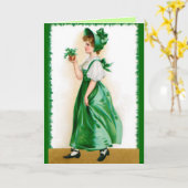 Vintage Grußkarte St. Patricks - süßes Mädchen Karte (Gelbe Blume)
