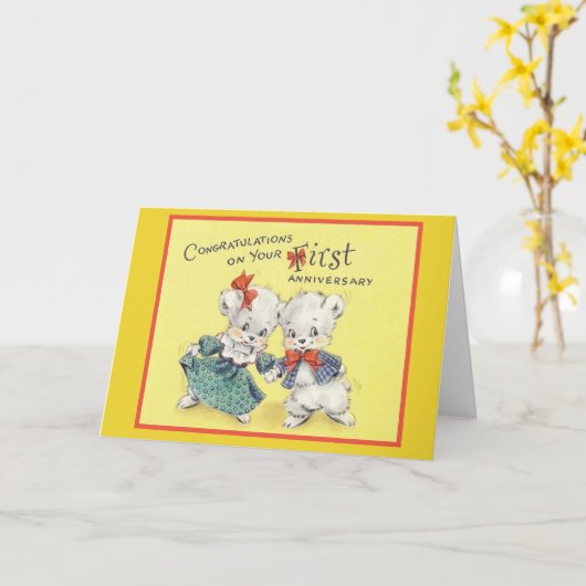 Vintage Grußkarte zum ersten Jahrestag Karte (Gelbe Blume)