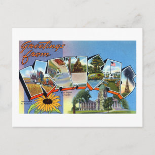 Vintage Grußkarten Aus Kansas Reiseplakat Postkarte