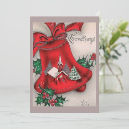 Vintage Grußworte Feiertagskarte (Stehend Vorderseite)