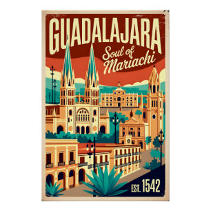 Vintage Guadalajara Mexiko Seele des Mariachi Retr Poster