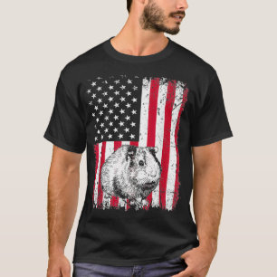 Vintage Guinea Schwein American Flag Animal Lover  T-Shirt