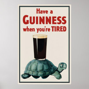 Vintage Guinness Turtle Poster Druck, Irisches Bie