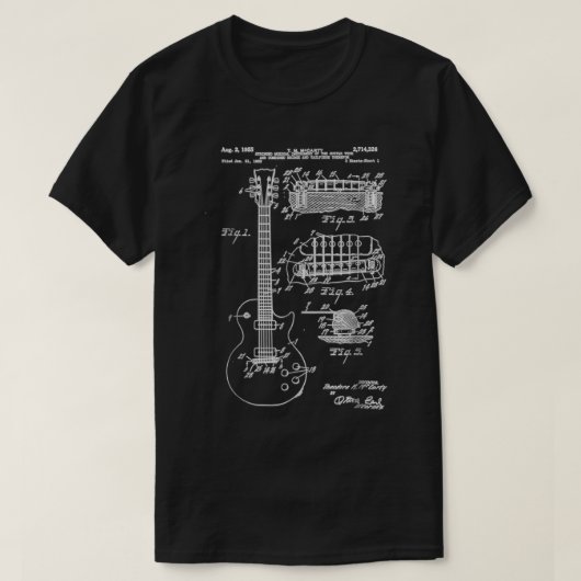 Vintage Guitar Patent Blueprint Art T-Shirt (Design vorne)