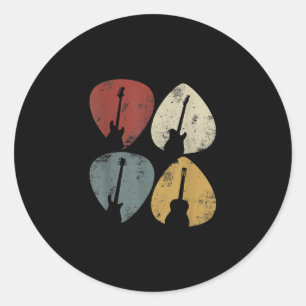 Vintage Guitar Pick Retro Funny Guitarist Gift Runder Aufkleber