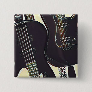 Vintage guitarist birthday gift button