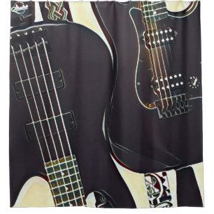 Vintage guitarist birthday gift duschvorhang