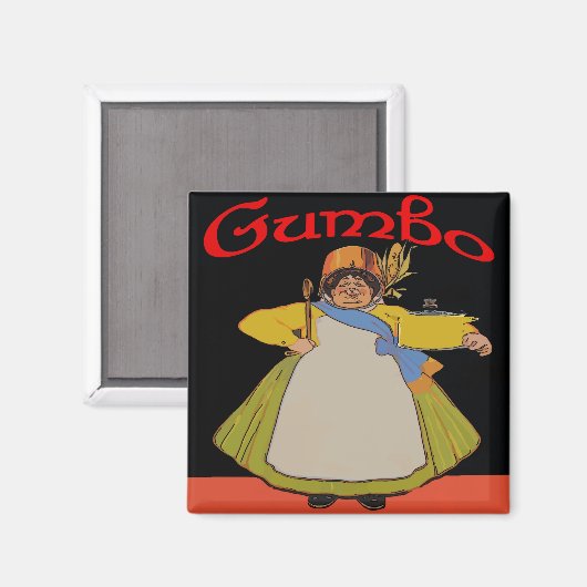 Vintage Gumbo Cook Magnet (Vorderseite/Rückseite)