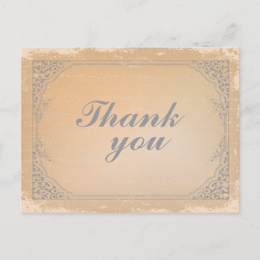 Vintage Gunmetall-Schriftrolle bedankt Postkarte (Vorderseite)