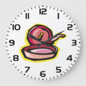 Vintage Gürtelschnüre Retro Kochkunst Große Wanduhr (Vorderseite)