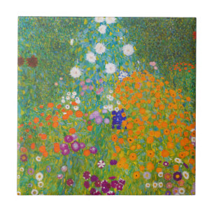 Vintage-Gustav-Klimt-Hausgarten-Blumenkunst Fliese